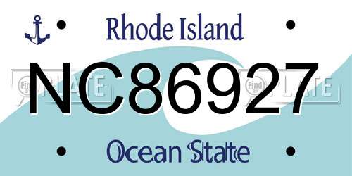 NC86927 Rhode Island License Plate