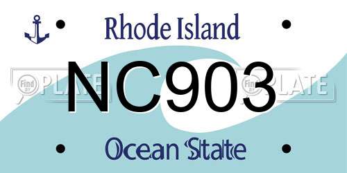 NC903 Rhode Island License Plate