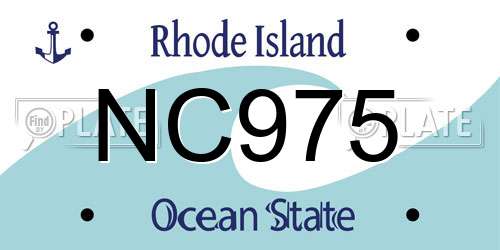 NC975 Rhode Island License Plate