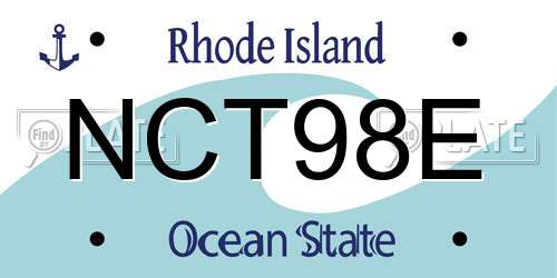 NCT98E Rhode Island License Plate