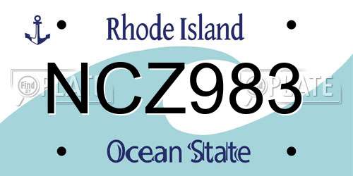 NCZ983 Rhode Island License Plate