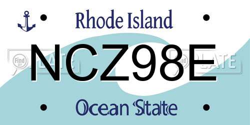 NCZ98E Rhode Island License Plate