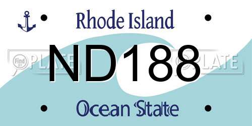 ND188 Rhode Island License Plate