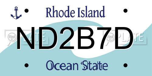 ND2B7D Rhode Island License Plate