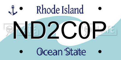 ND2C0P Rhode Island License Plate
