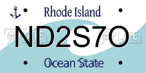 ND2S7O Rhode Island License Plate
