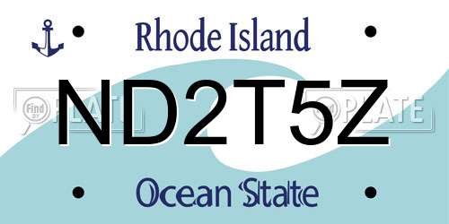 ND2T5Z Rhode Island License Plate
