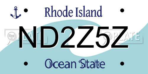 ND2Z5Z Rhode Island License Plate