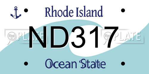 ND317 Rhode Island License Plate