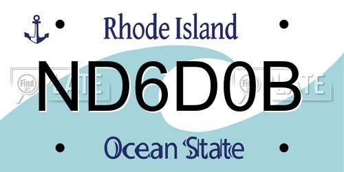 ND6D0B Rhode Island License Plate