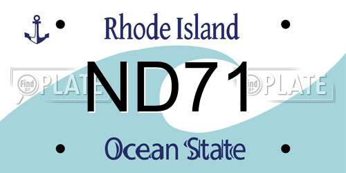 ND71 Rhode Island License Plate