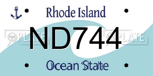 ND744 Rhode Island License Plate