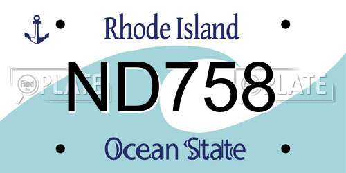 ND758 Rhode Island License Plate