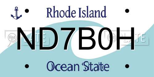 ND7B0H Rhode Island License Plate