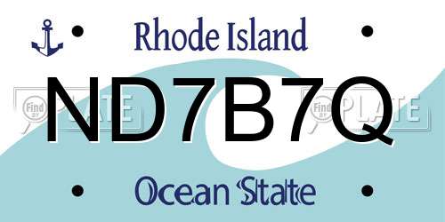 ND7B7Q Rhode Island License Plate