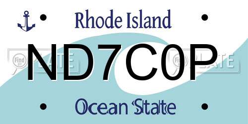 ND7C0P Rhode Island License Plate