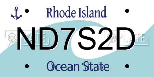 ND7S2D Rhode Island License Plate