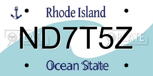 ND7T5Z Rhode Island License Plate