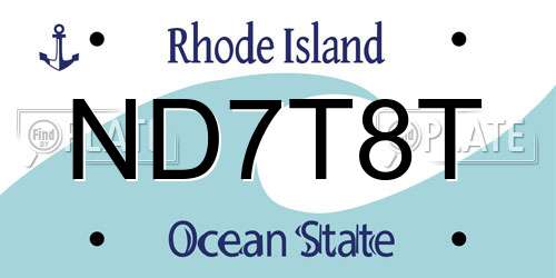 ND7T8T Rhode Island License Plate