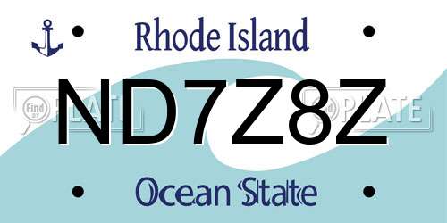 ND7Z8Z Rhode Island License Plate