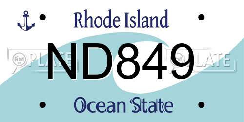 ND849 Rhode Island License Plate