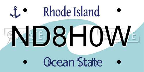 ND8H0W Rhode Island License Plate