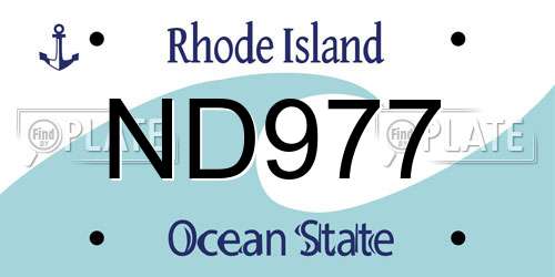 ND977 Rhode Island License Plate
