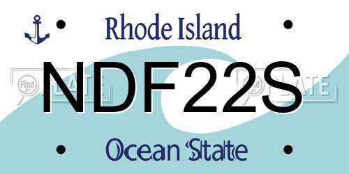 NDF22S Rhode Island License Plate