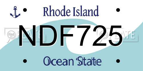 NDF725 Rhode Island License Plate