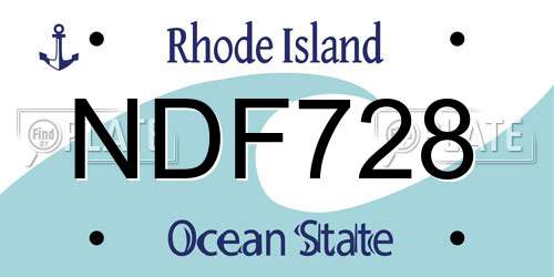 NDF728 Rhode Island License Plate