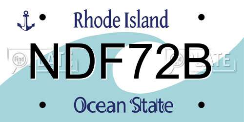NDF72B Rhode Island License Plate