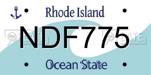 NDF775 Rhode Island License Plate