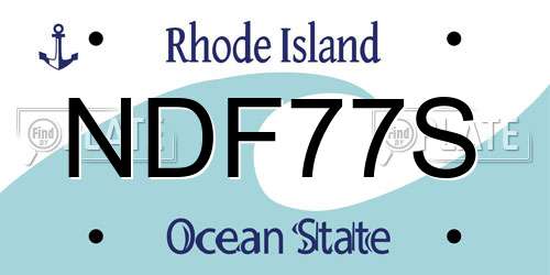 NDF77S Rhode Island License Plate