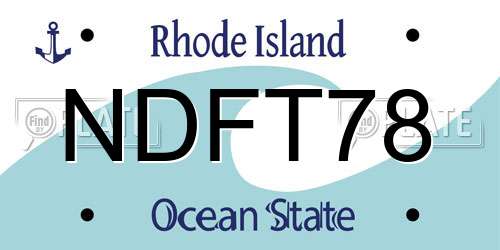 NDFT78 Rhode Island License Plate