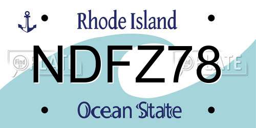 NDFZ78 Rhode Island License Plate