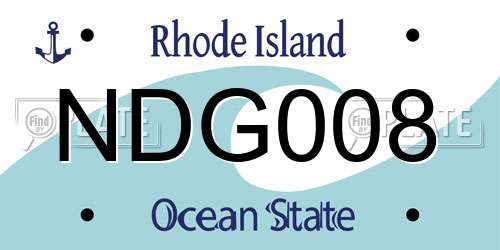 NDG008 Rhode Island License Plate