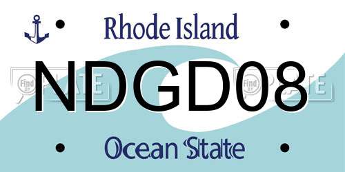 NDGD08 Rhode Island License Plate
