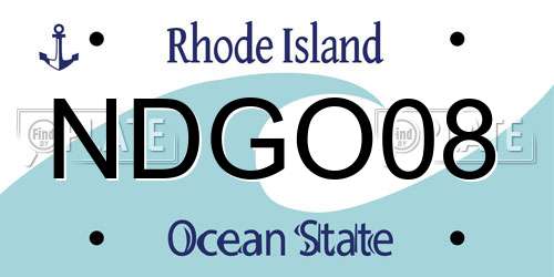 NDGO08 Rhode Island License Plate