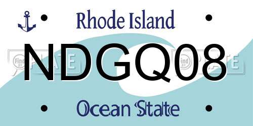 NDGQ08 Rhode Island License Plate