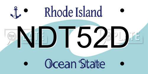 NDT52D Rhode Island License Plate
