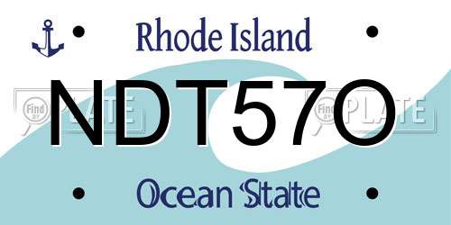 NDT57O Rhode Island License Plate