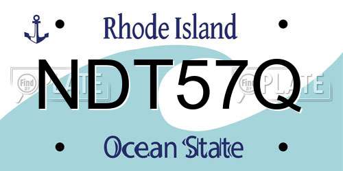 NDT57Q Rhode Island License Plate