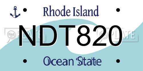 NDT820 Rhode Island License Plate