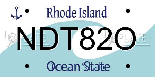 NDT82O Rhode Island License Plate