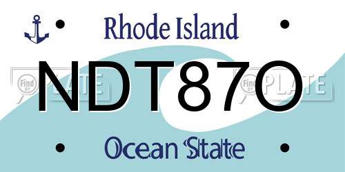 NDT87O Rhode Island License Plate