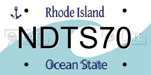 NDTS70 Rhode Island License Plate