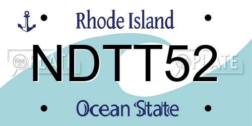 NDTT52 Rhode Island License Plate