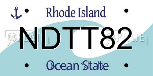 NDTT82 Rhode Island License Plate