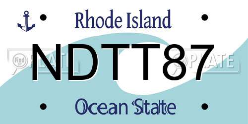NDTT87 Rhode Island License Plate