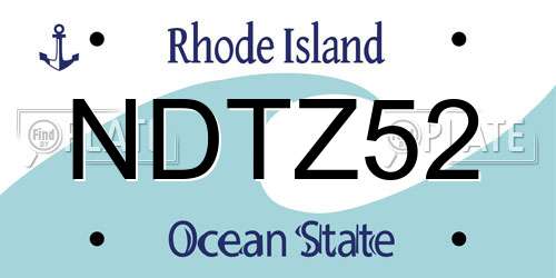 NDTZ52 Rhode Island License Plate